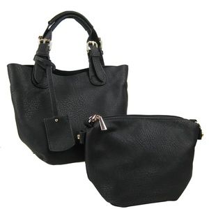 2-in-1 Mini Crossbody Tote Handbag Blk